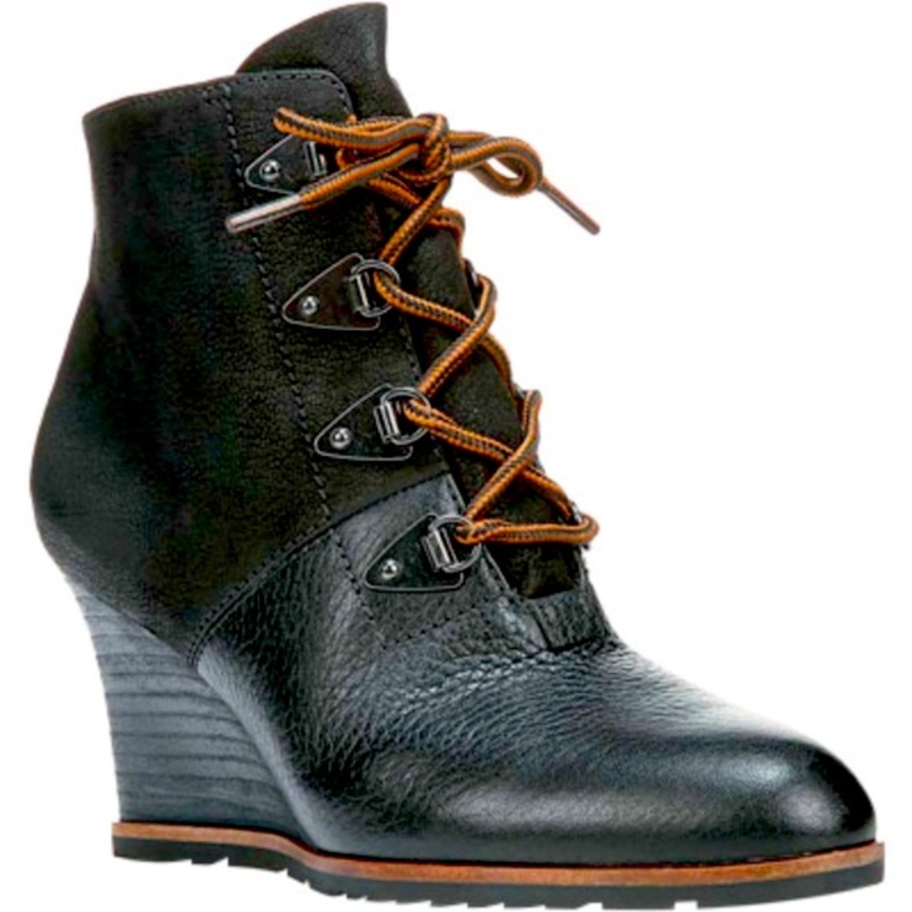 Franco Sarto Derby Lace Up Black Ankle Booties